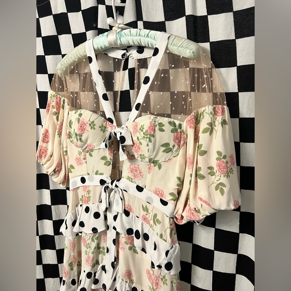 For Love And Lemons Butterscotch Tiered Mini Dress - Picture 4 of 16